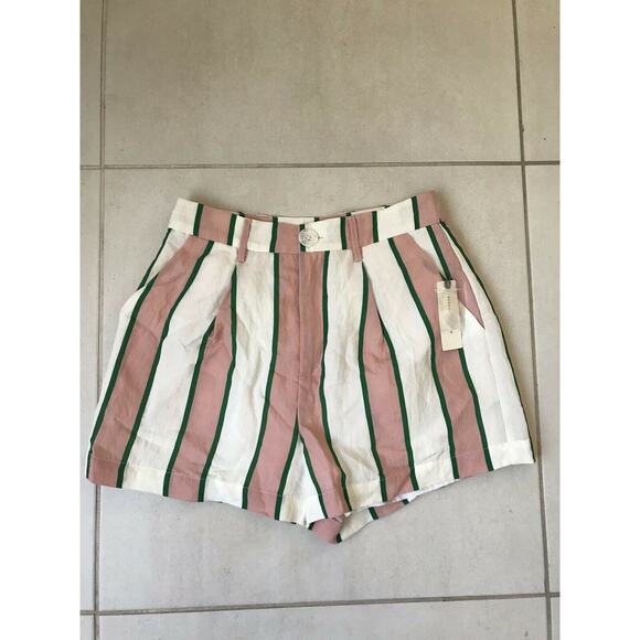 Anthropologie Elevenses Multicolor High Waist Striped Shorts - Picture 1 of 8